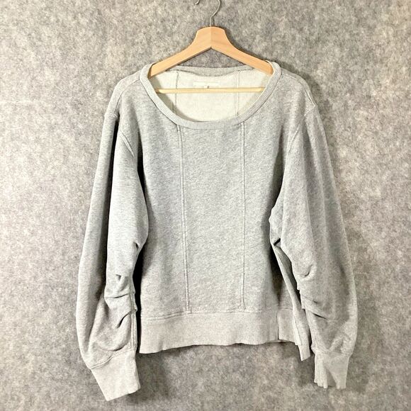 7 For All Mankind Tucked Sleeve Women’s Crewneck Pullover Large Relaxed Boho - Picture 2 of 16